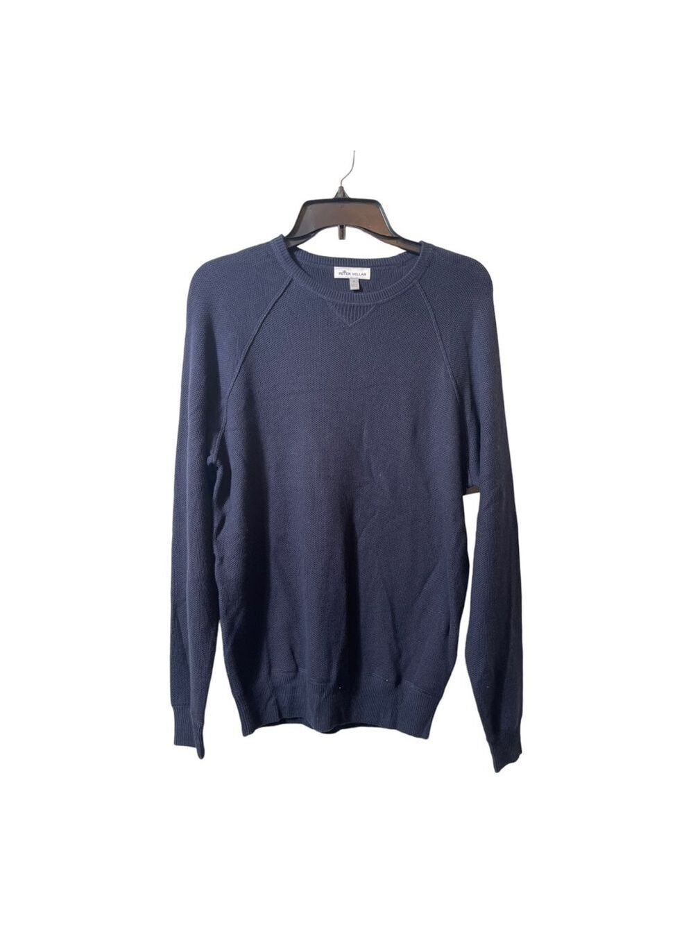𝅺PETER MILLAR CROWN MEN'S COTTON MERINO CREW SWEATER in navy blue